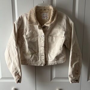 Stoosh Women's Size Medium Sherpa-lined jean jacket Cream Western Gorpcore